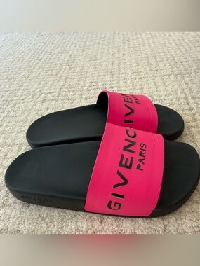 Givenchy Pink Logo Slide Sandals
